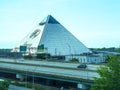 Memphis Visitors Centre Tennessee USA by the Mississippi River and the Dolly Parton Bridge